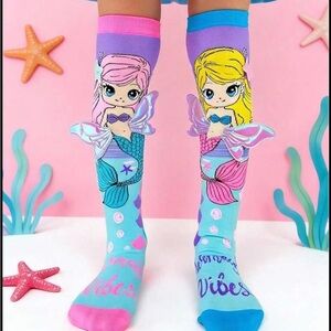 Mermaid Themed Kids Knee-High Socks - Pink and Blue